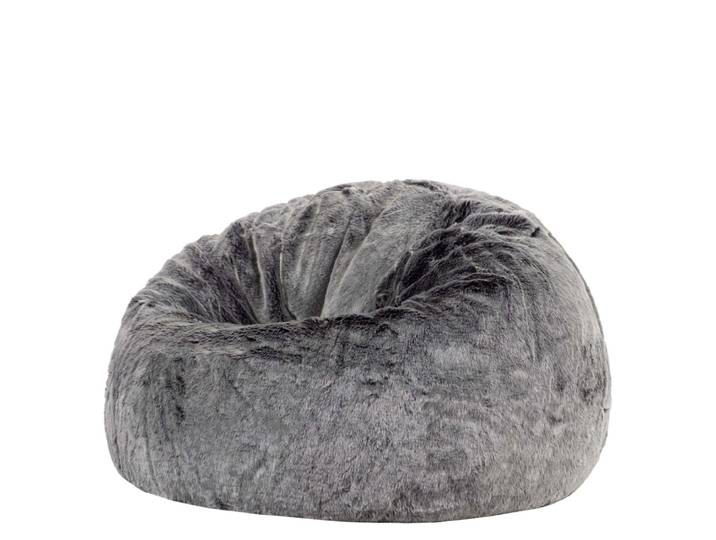 Pouf fausse fourrure gris loup