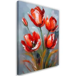 WANDBILD gemalte rote mohnblumen naturblumen
