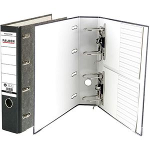 Falken Doppelordner 11285426, A4, 7cm breit, Karton, Wolkenmarmor, schwarz