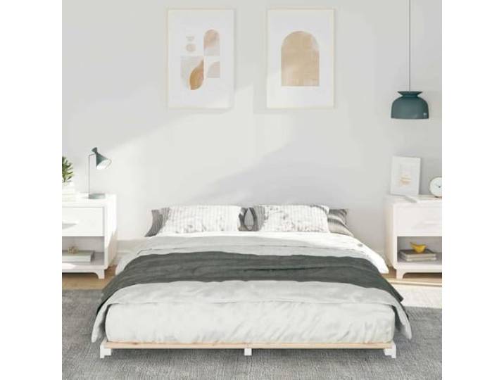 KTHLBRH Bettgestell, weiß, 140 x 200 cm, Kiefer massiv Modernes Design, einfache Montage, kein Boxspring, Kapazität 220 kg, einfache Wartung