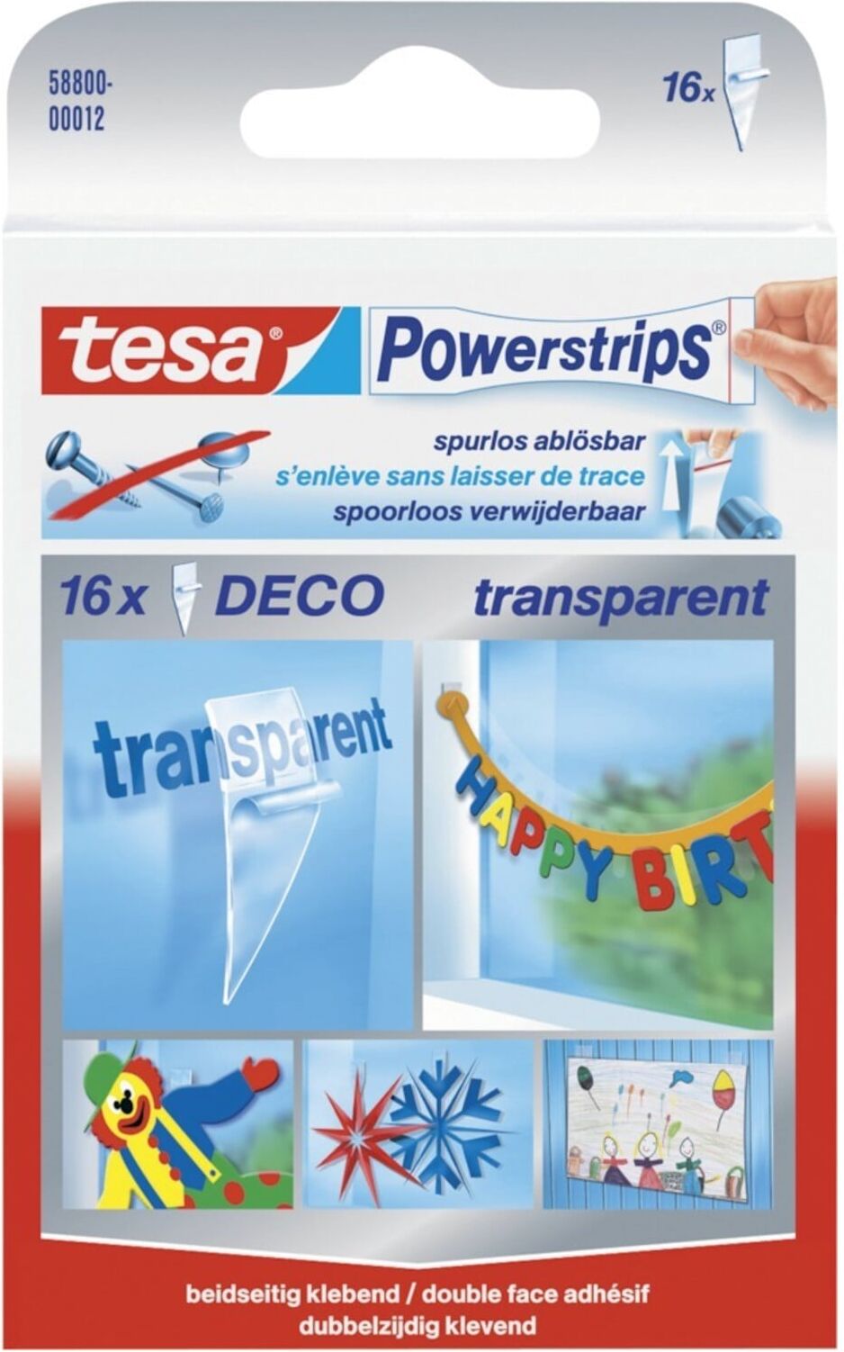tesa Klebestücke Powerstrips Deco 58800-00012 14,5x42mm 16 St./Pack.)