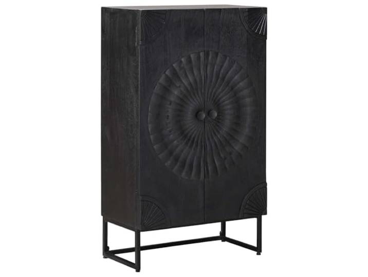 Jkghdrt Highboard Schwarz 55x30x95 cm Mango Holz Massives Mango-Holz, Holzwerkstoff, Stauraum mit Regalen, Schubladen, Fächern, für Wohnzimmer, Schlafzimmer, Büro