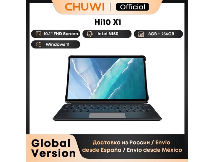 Tablette 2 en 1 CHUWI Hi10 X1/X2, écran 10,1 pouces, processeur Intel N150/i3-10100Y, LPDDR5 8 Go de RAM, SSD 256 Go, Windows 11