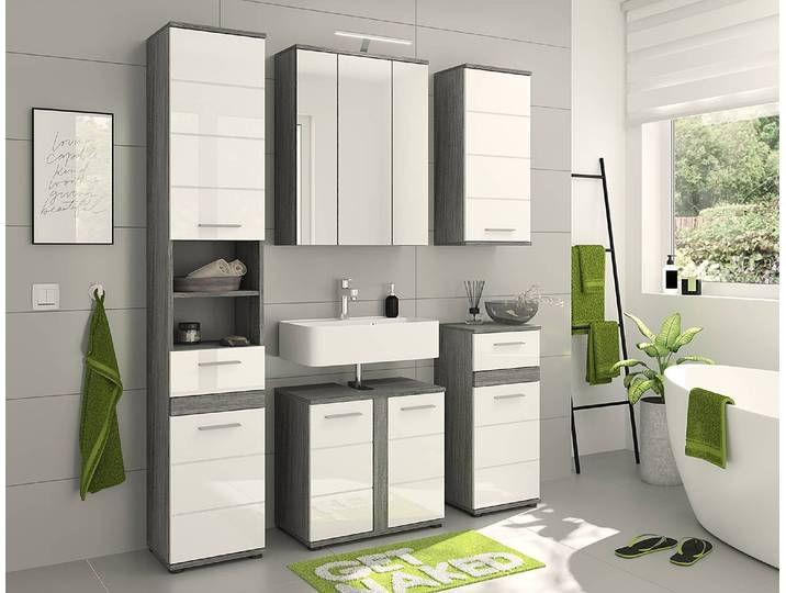 Spiegelschrank 60 x 77 x 21cm Grau/Rauchsilber