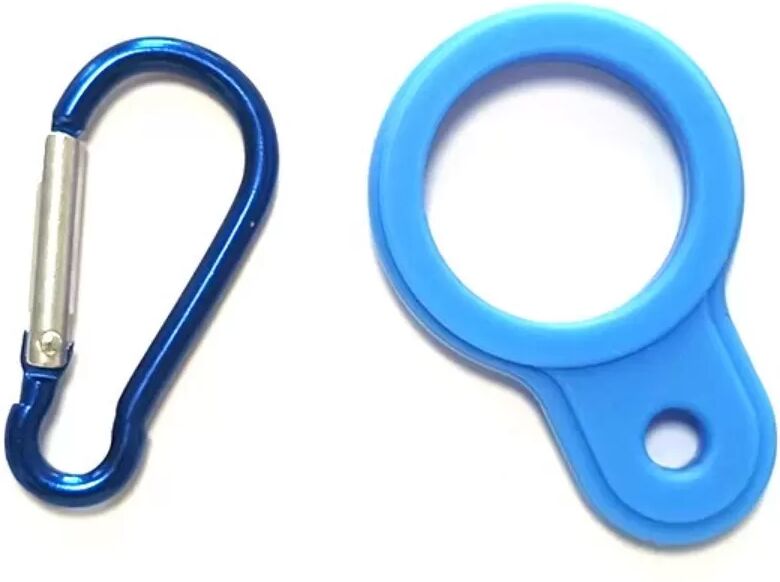 INF Kletter-Wasserflaschen-Karabiner 5er-Set - Silikon und Aluminiumhaken für Wandern, Laufen und Outdoor, Blau/Navyblau