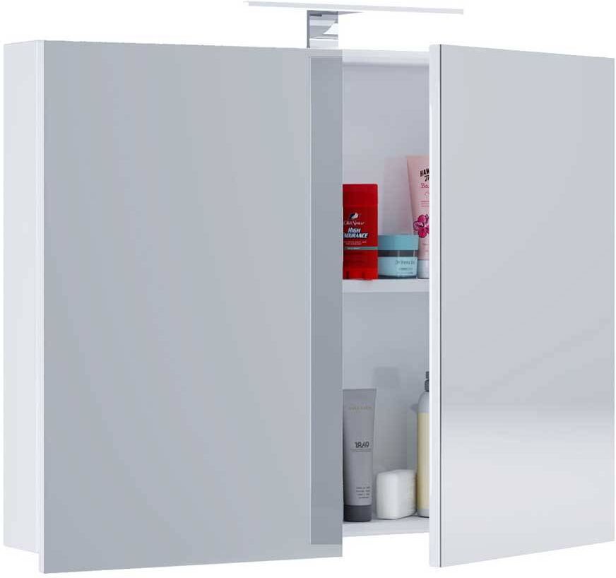 Pharao24.de Badspiegelschrank günstig weiss in modernem Design 60 cm hoch