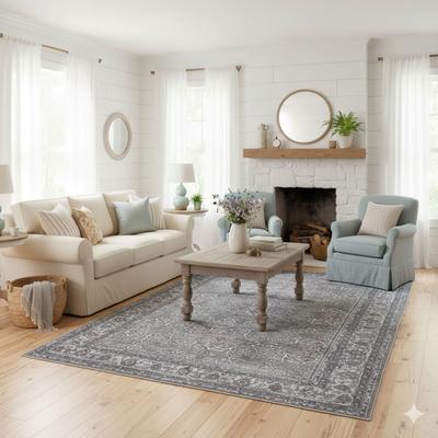 Amer Rugs Alaska Machine-Washable Vintage Medallion Runner Area Rug