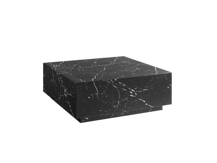 Livetastic Couchtisch, Schwarz, Marmoroptik, quadratisch, Sockel, 90x35x90 cm, Wohnzimmer, Wohnzimmertische, Couchtische, Couchtische Marmoroptik