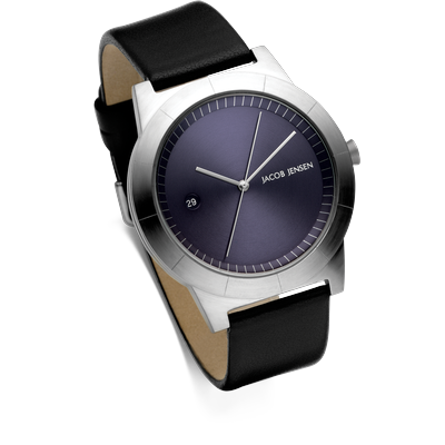 Quarzuhr JACOB JENSEN "Ascent", schwarz (schwarz, blau), Armbanduhren, Herren, silberfarben, Quarzuhr, Armbanduhr, Herrenuhr, Lederarmband, analog, Tag