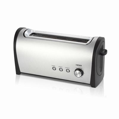Toaster haeger frühstücksbrot toaster 1000w 1 langer schlitz 6 einstellungen toastfunktion aufwärmen/ auftauen edelstahl aussen