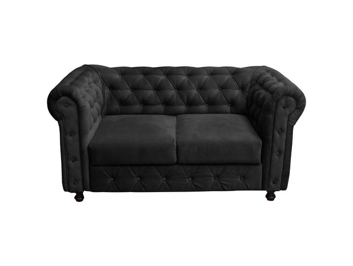 Chesterfield-Sofa Cardiff Anthrazit 2-Sitzer Samt