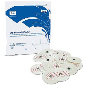 Teqler Elektroden-Pads EKG-Klebeelektroden, Ø 5,5 cm, weiß, Einweg, 50 Stück