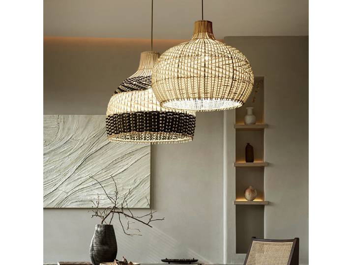 Lampes suspendues vintage en rotin coloré, luminaires rétro, lustres de salon, décor de table à manger, nouveau