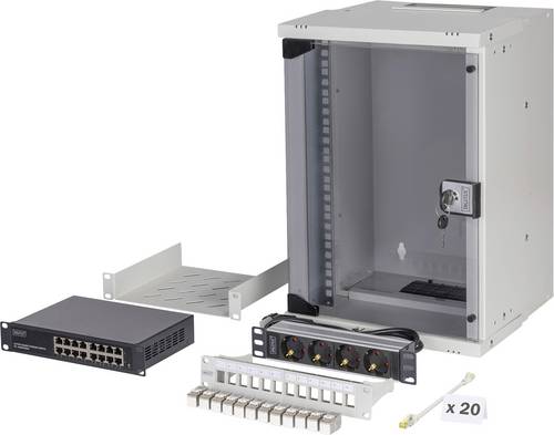 Digitus DN-49102-SET 10 Zoll Netzwerkschrank (B x H x T) 315 x 460 x 300mm 9 HE Grau
