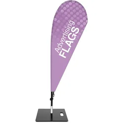 PREMIUM Beachflag DROP mit Bodenplatte Metall 6kg, Dropflag Fiberglas, inkl. bedrucktem Saum, Beachflag