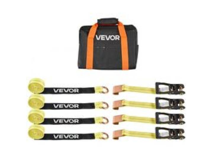 VEVOR Radspanngurt Befestigungsgurt (50,8 x 3048 mm) mit flachem Haken & 4540 kg Zugfestigkeit & 1512 kg Tragfähigkeit, Motorrad-Spannsystem Radsicherungsgurt Reifengurt für SUVs Anhänger Gelb