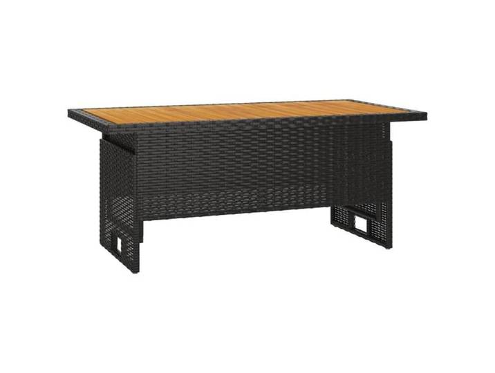 BEST LIFE Table de jardin - RUIGOU - noir 100x50x43/63 cm acacia et résine tressée *707994