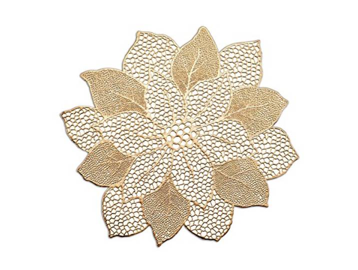 Zeller 26917 weihnachtliches, schickes Platzset Flower, PVC, Gold