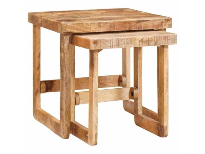 POUFGDR Beistelltische, 2-teilig, Braun, 46 x 46 x 45 cm Stapelbar, platzsparend, Innenbereich, Wohnzimmer, Schlafzimmer, Flur, klares Design, zeitgenössisch, einfache Montage