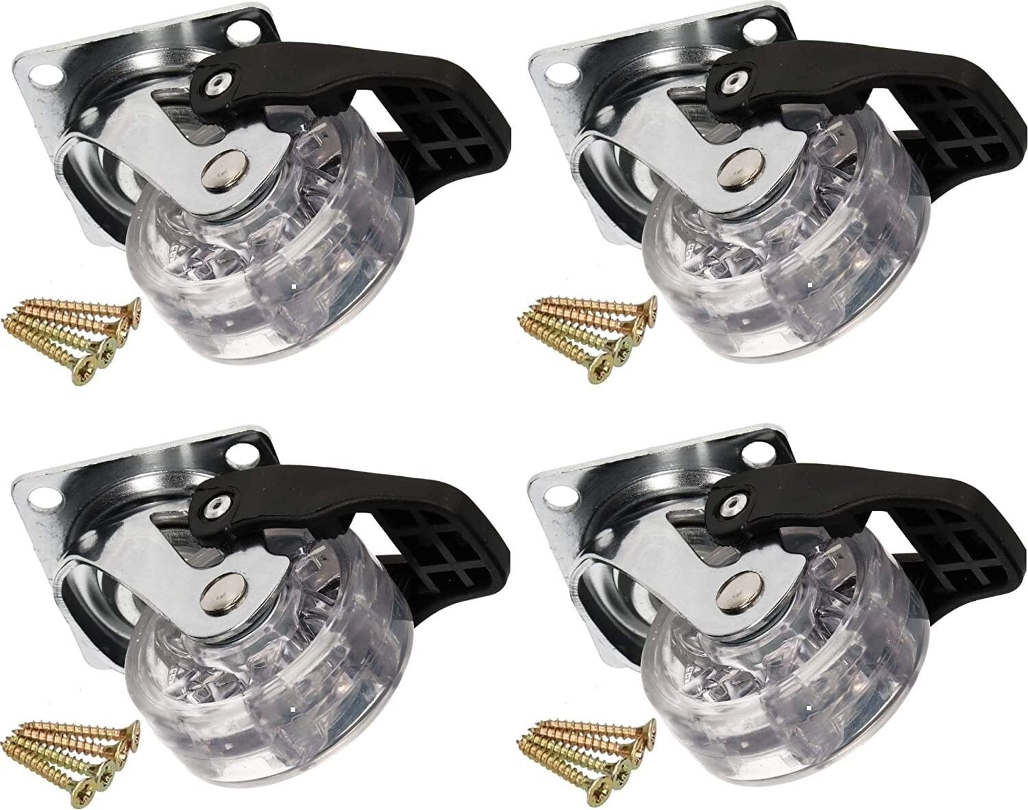 KOTARBAU Set van 4 transparante rubberen meubelwielen met rem, 50 mm