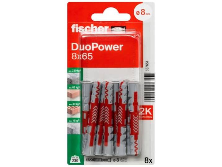 fischer - Cheville tous matériaux DuoPower 8x65 / Blister de 8