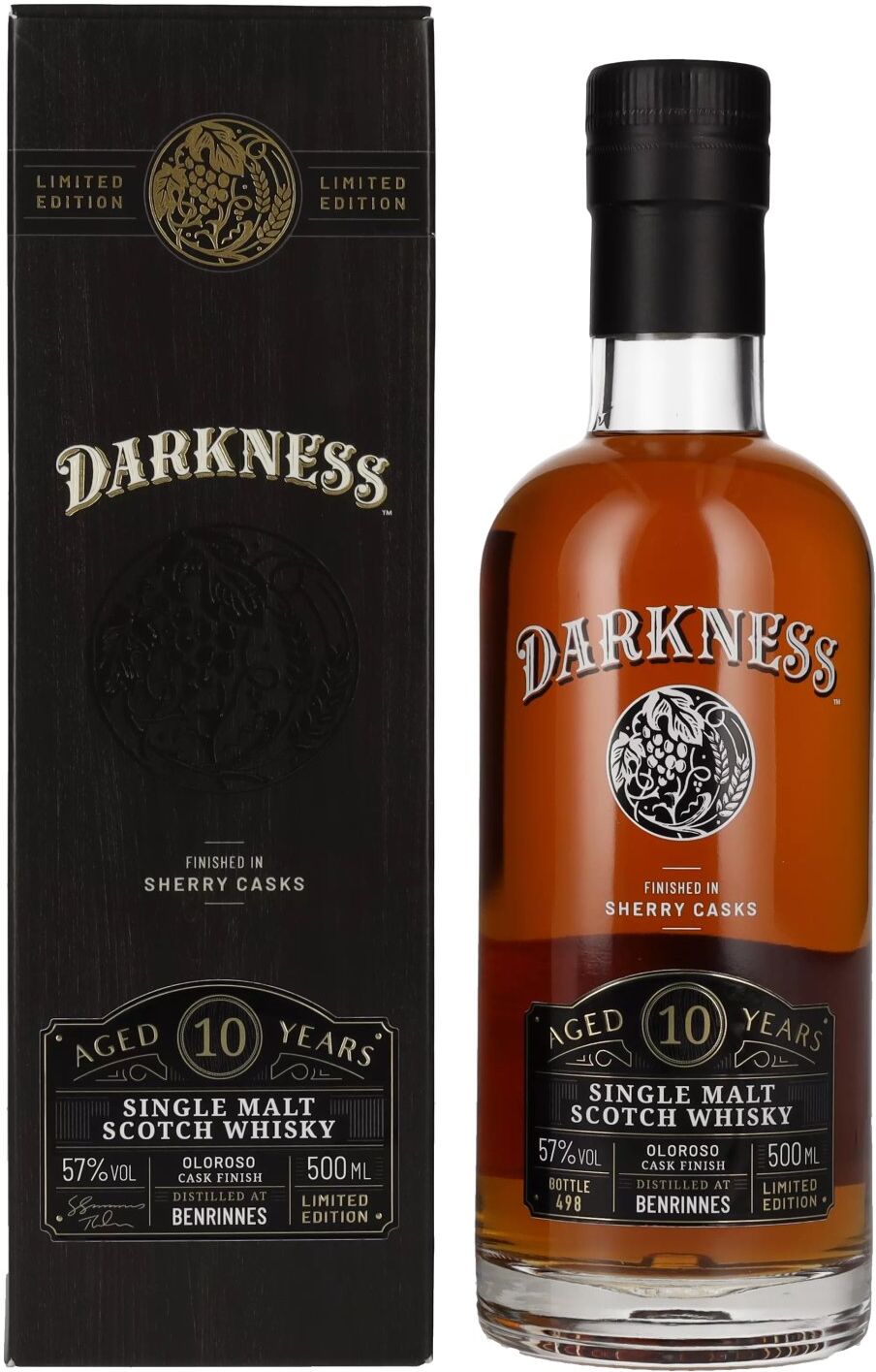 Darkness! Whisky Darkness BENRINNES 10 Years Old OLOROSO CASK FINISH 57% Vol. 0,5l in Geschenkbox