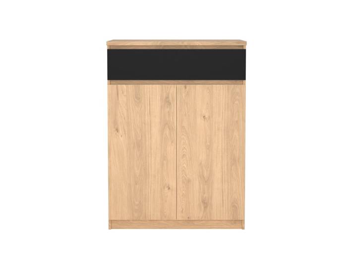 Meuble à chaussures 2 portes BEST h.111 cm décor chêne et noir