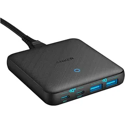 Anker 543 PowerPort Atom III Charger 65W Slim 4-Port GaN 1 x USB-C 45W 1 x USB-C 20W 2 x USB-A