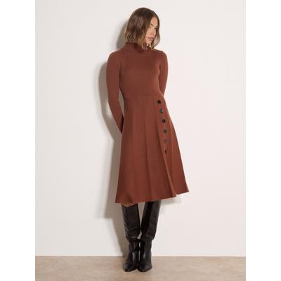 Midikleid APRICOT "Wadelanges Strickkleid", Damen, Gr. 12, N-Gr, Strick, rust, Strick, , Modisch, figurbetont, gerader Abschluss, Kleider Midikleid, mit Zierknöpfen