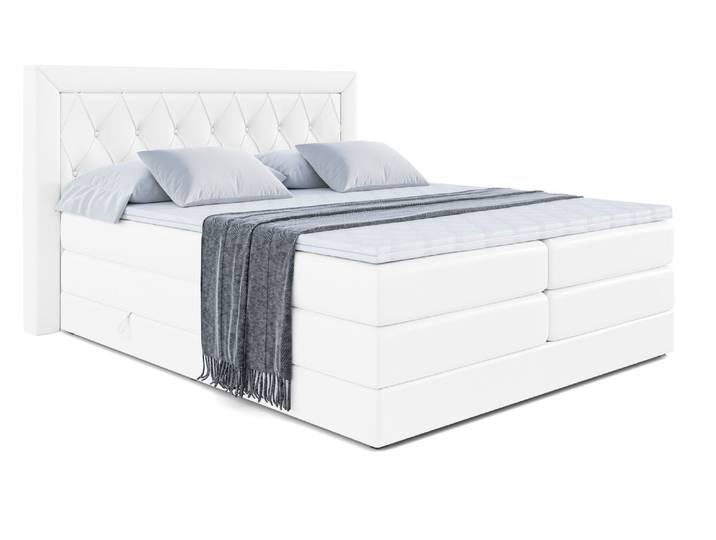 Boxspringbett NOEL KING 140x200 cm Weiß - Soft 17