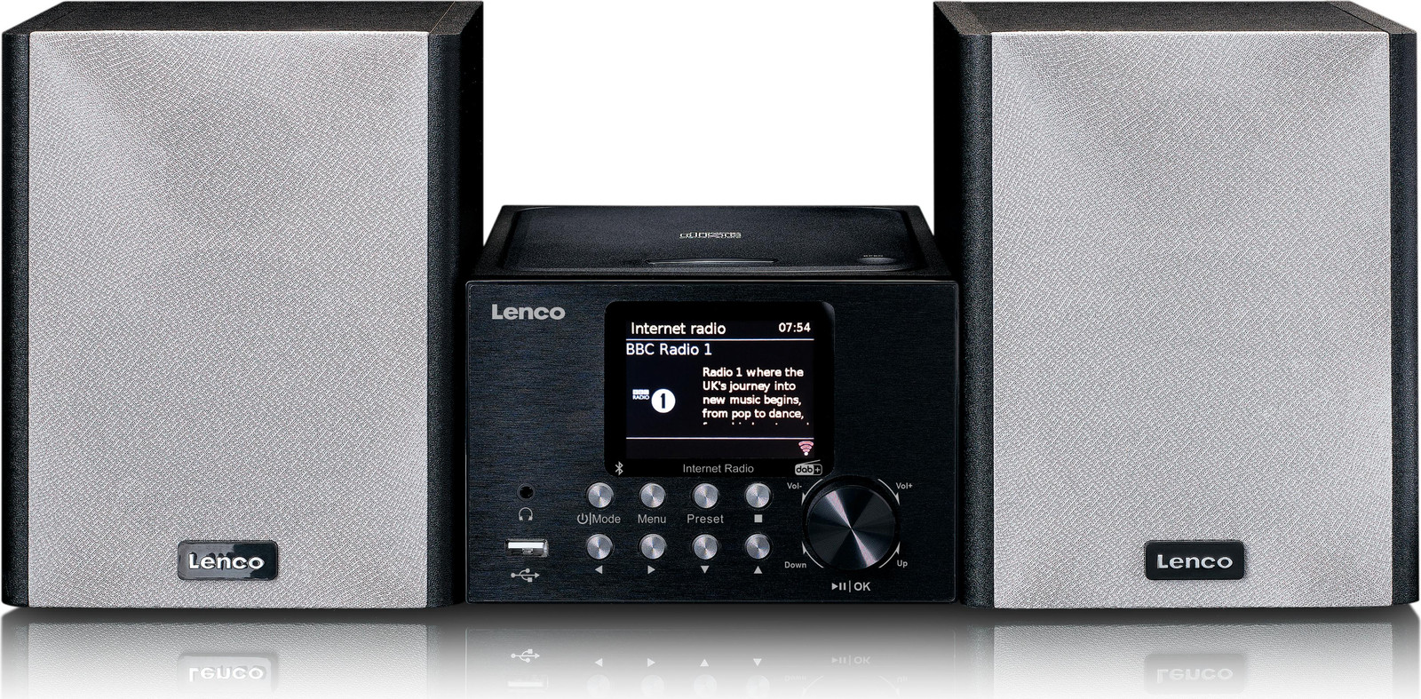 Lenco mini-audiosysteem met internetradio, DAB+, Bluetooth en CD-speler