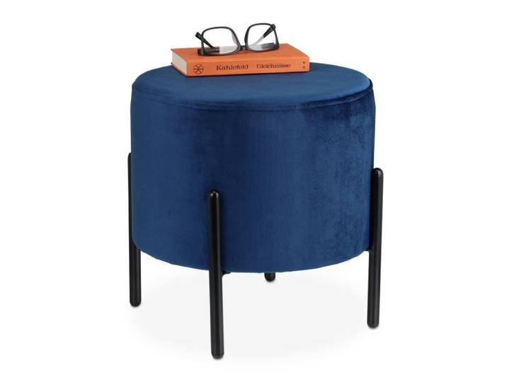 Relaxdays Blauer Samthocker