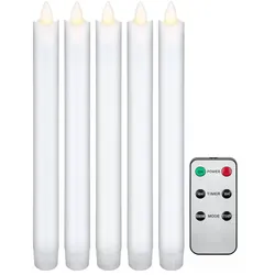 Goobay 5er-Set weiße LED-Echtwachs-Stabkerzen, inkl. Fernbedienung