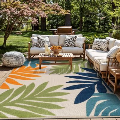 World Rug Gallery Palm Indoor/Outdoor High-Low Area Rug