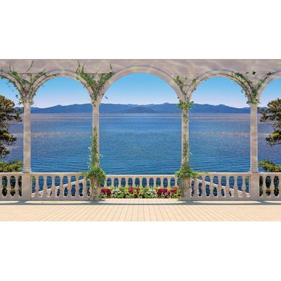 Fototapete PAPERMOON "Terrace with Colonnade", bunt, B:5m L:2,8m, Vlies, Tapeten