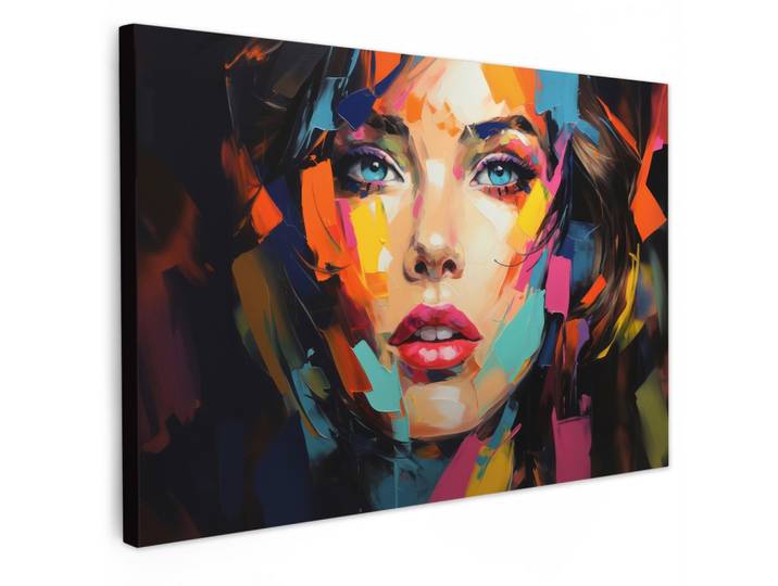 LEINWANDBILD Frau - Porträt - Farbenfroh - Kunst Gemälde 60x40 cm