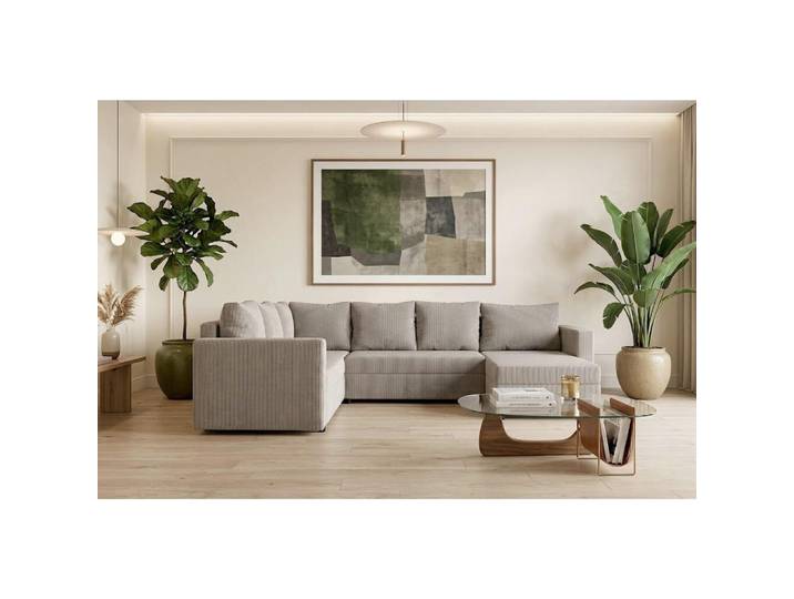 P & B Wohnlandschaft TOP U, Beige, Kunststoff, 3-Sitzer, Füllung: Schaumstoff, seitenverkehrt montierbar, U-Form, 304x223 cm, Liegefunktion, Wohnzimmer, Sofas & Couches, Wohnlandschaften, Wohnlandschaft U-Form