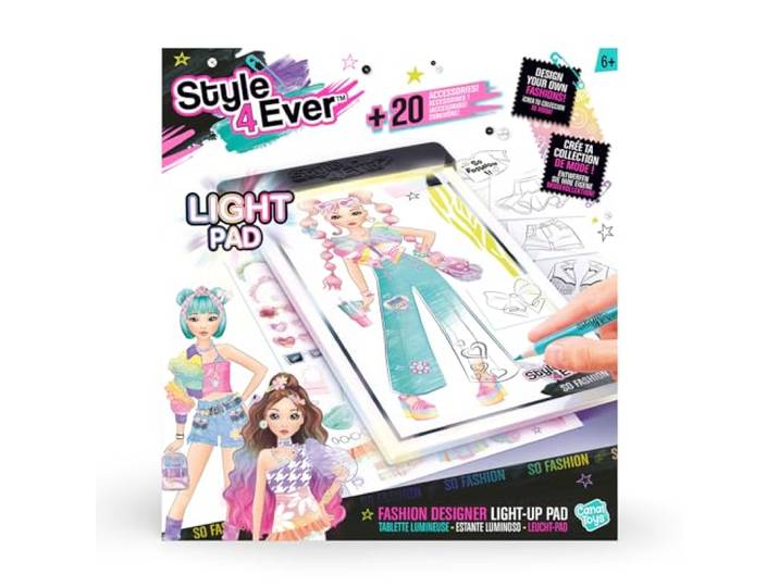 Canal Toys Lichttablet – mode met creatieve complete set – led-tekentafel met potloden, sjablonen en stickers – designset met accessoires voor kinderen