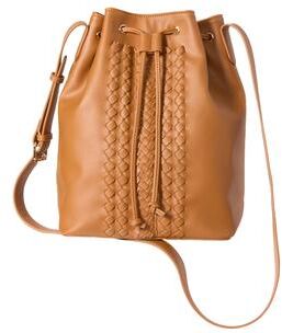 Women's Braided-Detail Crossbody Bucket Bag by Accessories For All in Cognac