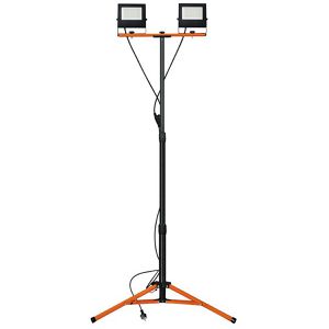 Virone Baustrahler FL-20 LED, Netzbetrieb mit 2 m Kabel, IP65 Strahlwasserschutz, mit Stativ, 60 Watt, 4.800 Lumen