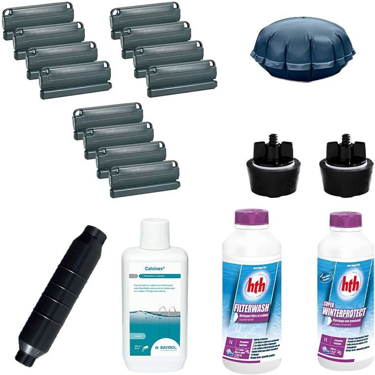 Azialo Kit hivernage complet 7-en-1 spécial piscine bois - S - longueur jusqu'à 6m