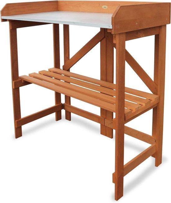 HABAU Inklapbare houten plantentafel voor tuinieren en klussen, H 89 x B 85 x D 44 cm