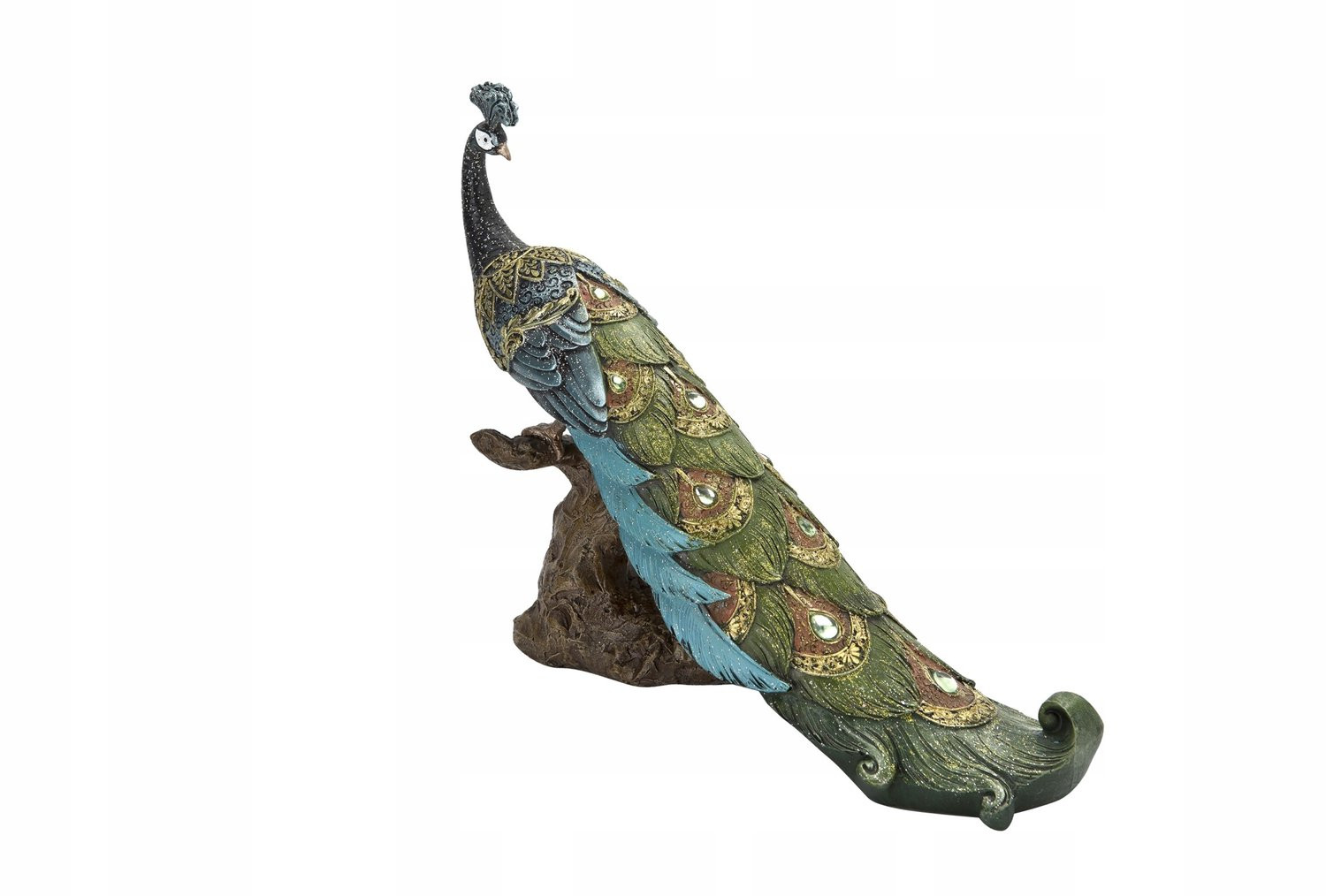 Art-Pol Decoratieve Pauw Figuur Groen - 25 cm Huisdecoratie