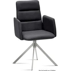 ARMLEHNSTUHL (4er-Set) Dorlen 52x92x60 Edelstahl/Anthrazit