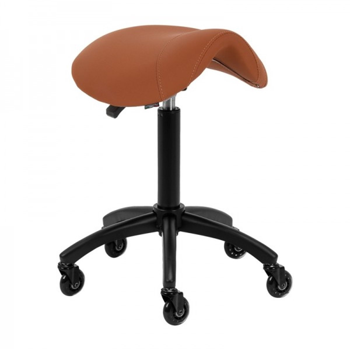 Gabbiano Kapperskruk Bruin – Ergonomische Zadelkruk met Gasveer en Wielen – Professionele Salonstoel