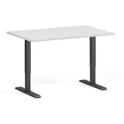 Höhenverstellbarer Schreibtisch, 2 Motoren, 74-121 cm, Tischplatte 120x80 cm, schwarzes Metallgestell, weiß