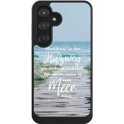 Nivocase Hülle für Samsung Galaxy S25 Handyhülle NIVOcore Case Schwarz Statement Strand Spruch (Samsung Galaxy S25), Smartphone Hülle, Schwarz