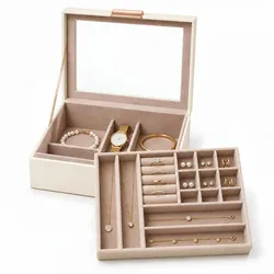 Karat Schmuckkästchen   Blanche   Schmuckbox mit Glasdeckel & Schubladen   Cremeweiß