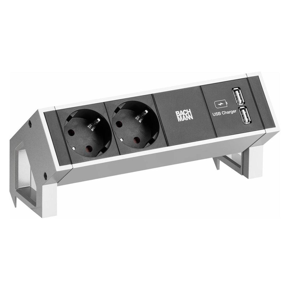 Bachmann DESK2 2x Schutzkontakt 1x USB-Charger weiss (4x, CEE 7/3) (902.319)