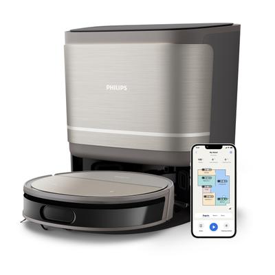 PHILIPS Saugroboter "mit Wischfunktion XU9100/10, mit PowerCyclone Aqua Technologie", schwarz (metallic, schwarz), B:47,1cm H:49,4cm T:47,6cm, Saugroboter, 280 Min. Akkulaufzeit, D-ToF-Sensoren, Wischtuch-Hebesystem